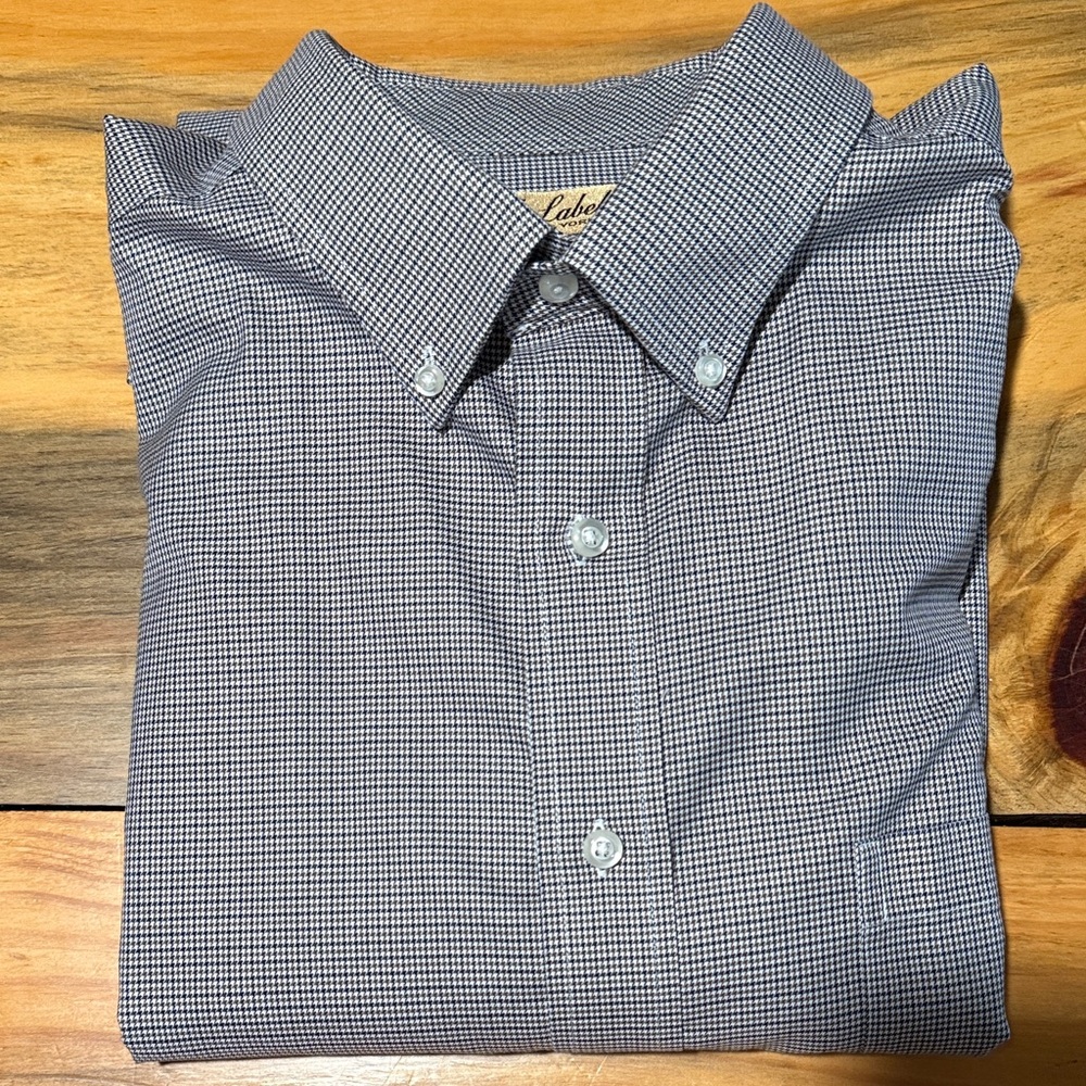 Roundtree & Yorke Black, Brownish Gold/White Microcheck Button-Down Shirt, 2XB